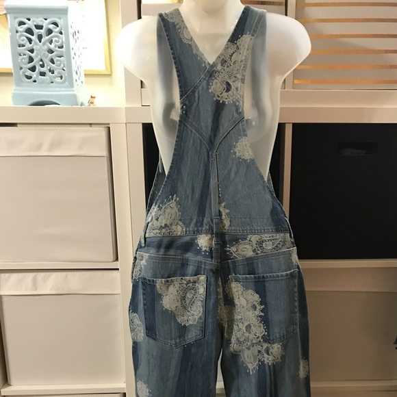 Free people we the free paisley denim overalls - Picture 4 of 9